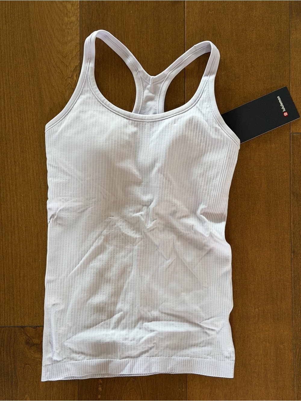 Women’s Light Violet Ribbed Racerback Tank Top with built in bra